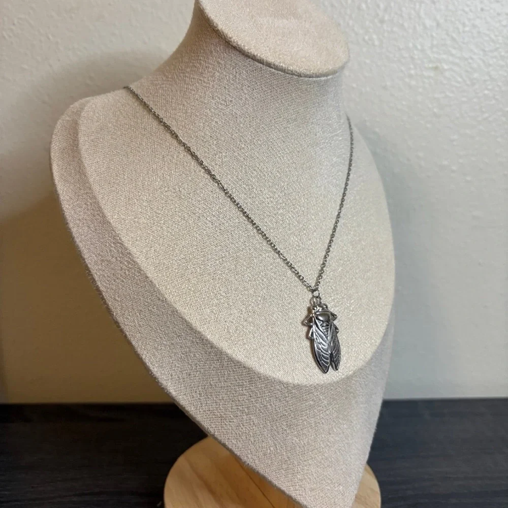 Handmade Silver Cicada Necklace | Waterproof & Tarnish Resistant - Picture 3 of 5